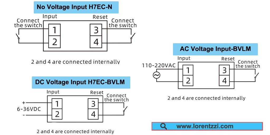 H7EC-N 8 Digits No Input Voltage Digital Counter Wiring Diagram