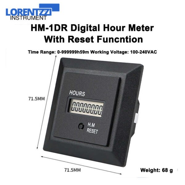 Digital Hour Meter, 220VAC, 12VDC, 24VDC product dimension
