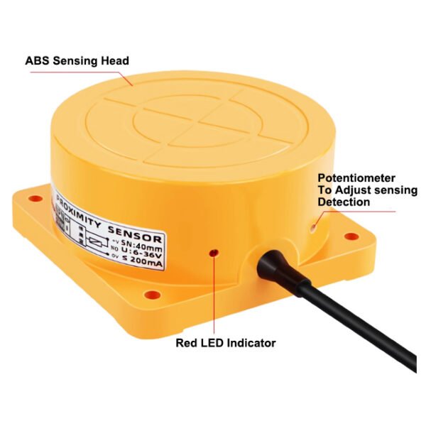40 mm three-wire NPN normally open 24V inductive proximity switch