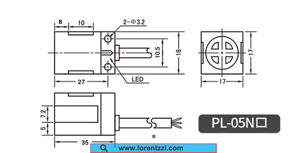 Lorentzzi PL-05N NPN+NO inductive proximity sensor dimension