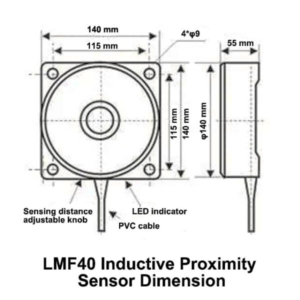 Low-cost inductive proximity sensor dimension