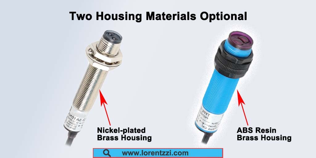 Optional M18 photoelectric sensor housing materials