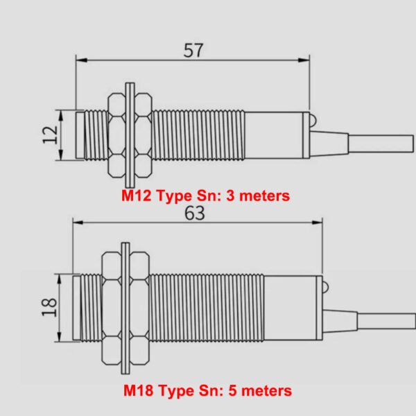 Sensor Thread Light Through-beam Photoelectric Sensor, M12 Thread