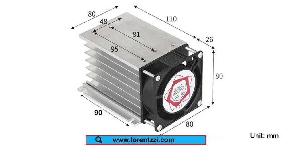 110 mm length heatsink with a cooling fan