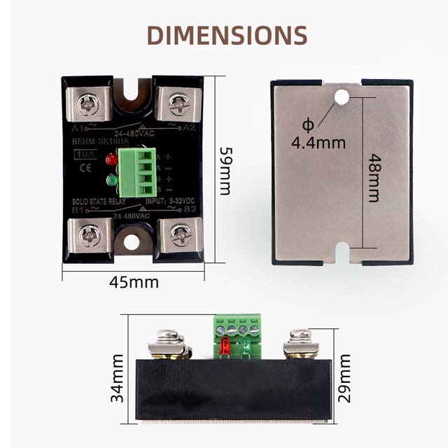 2 in 1 DC AC solid state relay product dimension