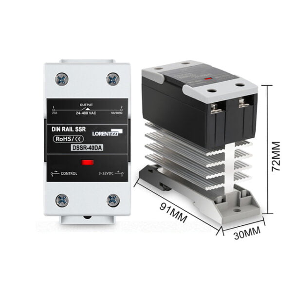 DIN rail solid state relay with heatsink