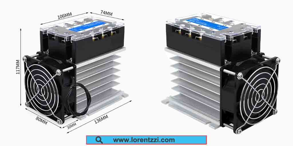 Lorentzzi TSR-40DA 40Amps DC to AC 3 Phase Solid State Relay With Heatsink And Cooling Fan