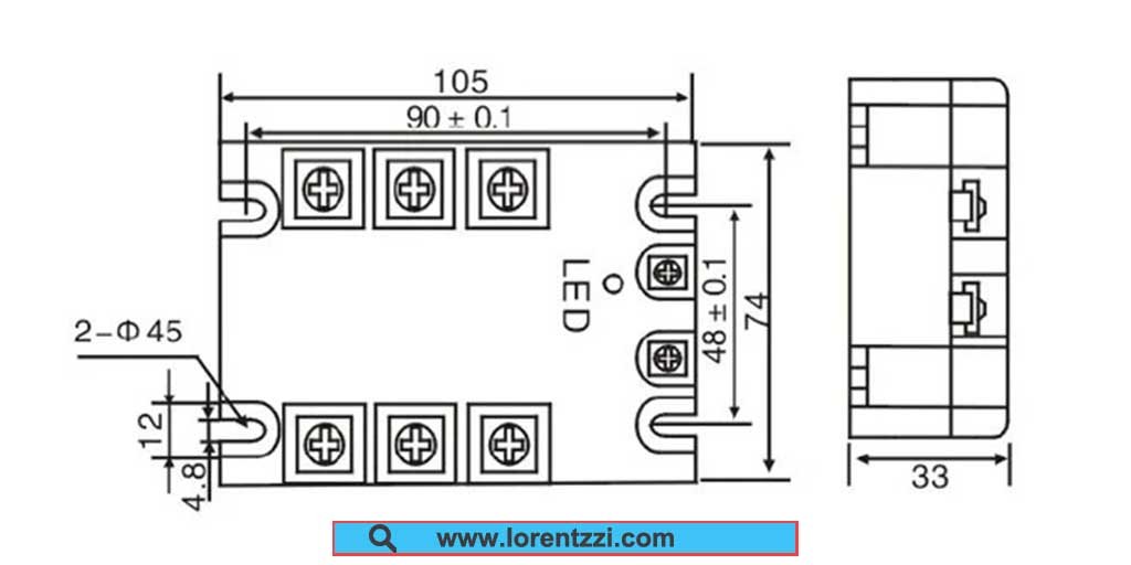 Lorentzzi three phase solid state relay product dimension
