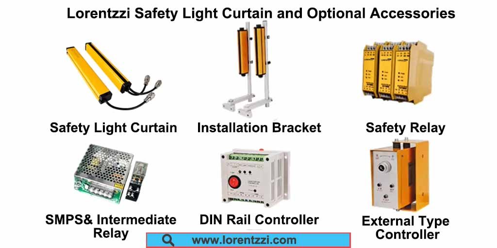 Lorentzzi safety light curtain and optional accessories