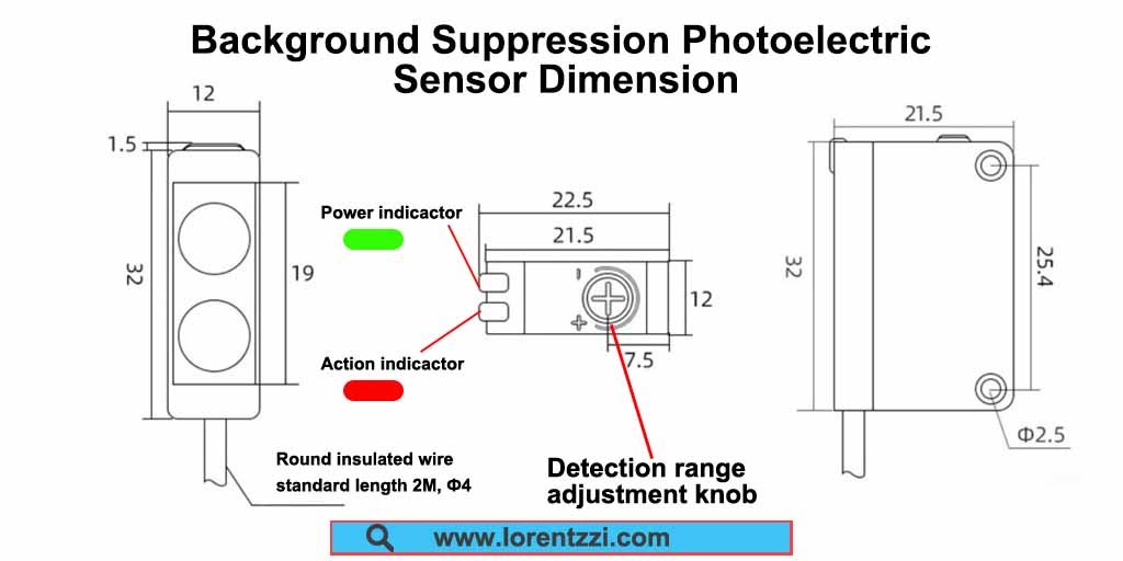 Lorentzzi background suppression photoelectric sensor dimension