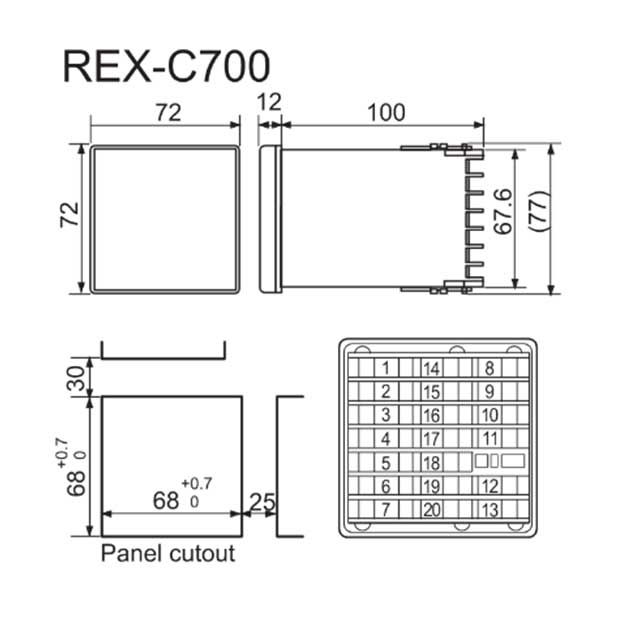 REX-C700 product dimension