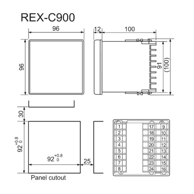 REX-C900 product dimension