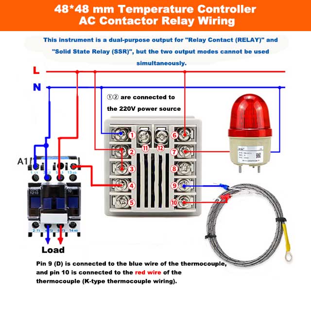 Wiring Diagram Of 48 48mm Digital Temperature Controller For AC contactor