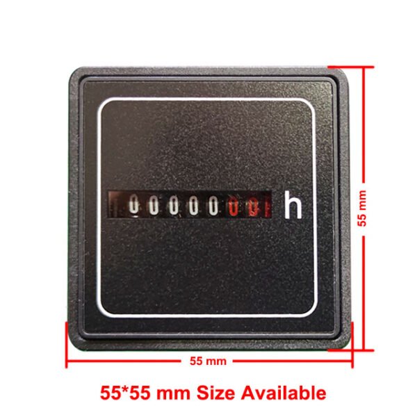 HM-1 hour meter, DC12V, DC24V square analog hour meter with 55 mm and 55 mm bezel