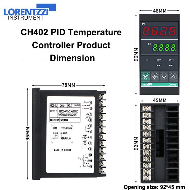 CH402 PID temperature controller product dimension