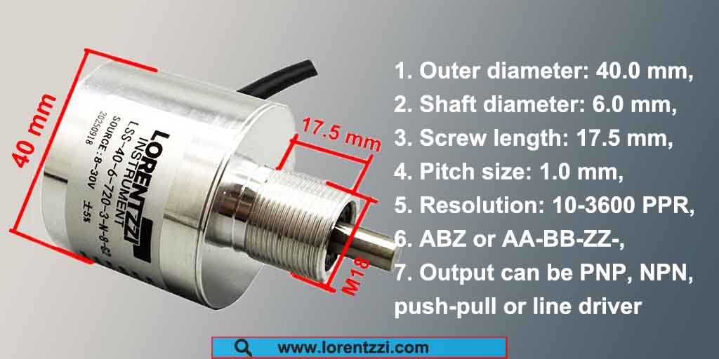 Lorentzzi screw mounting flange encoder product dimension
