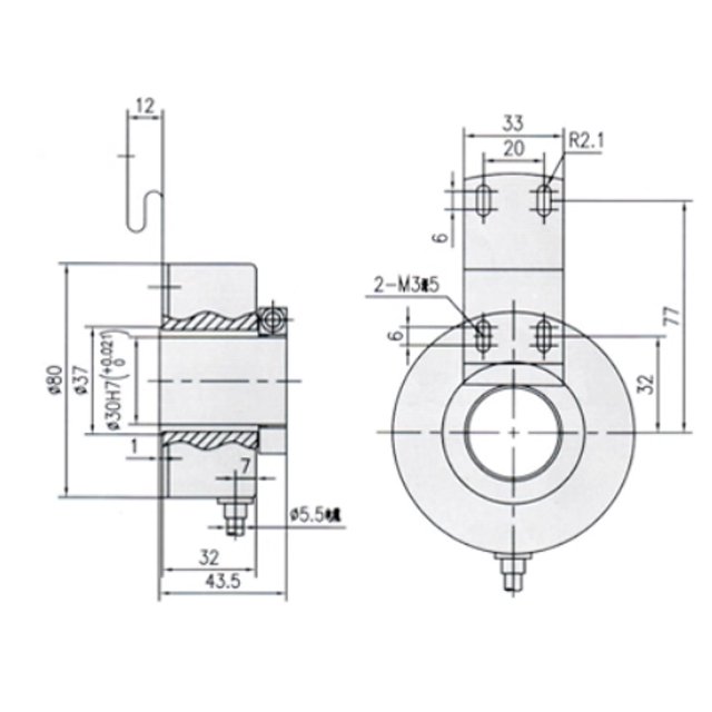 10000 PPR hollow shaft incremental rotary encoder dimension