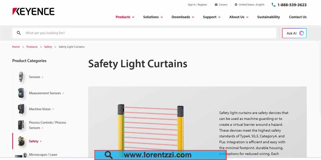 Keyence safety light curtain
