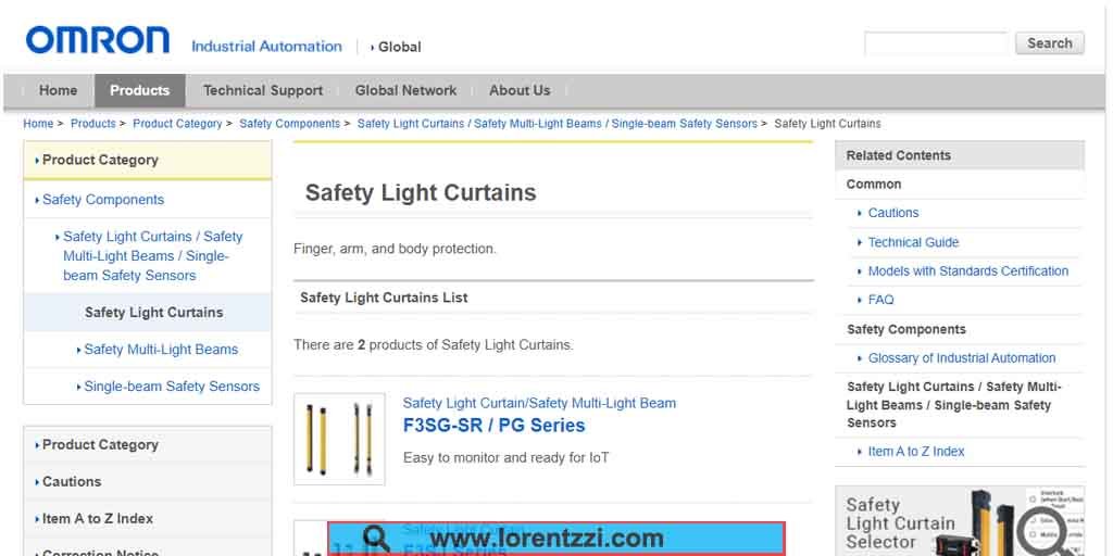 Omron safety light curtain