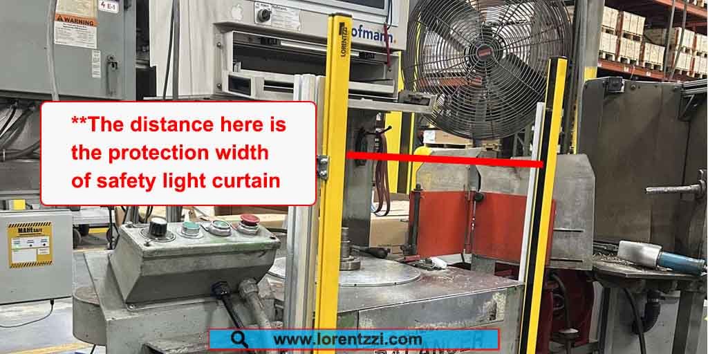 Safety light curtain protection width explanation
